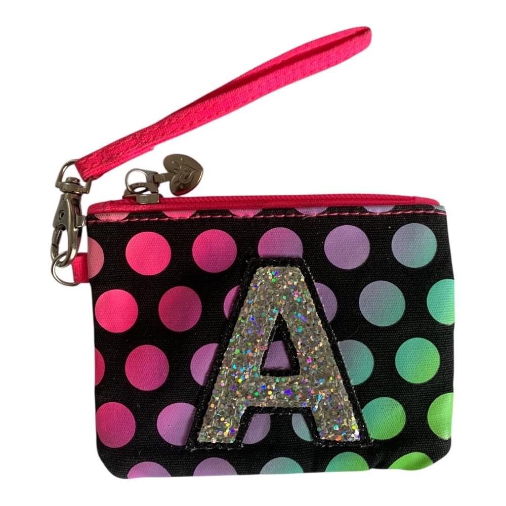 Justice Pink Wristlet with Glitter Initial A